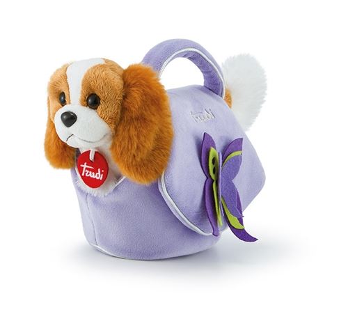 Trudi chien câlin en sac lilas marron / violet 11 x 18 x 26 cm