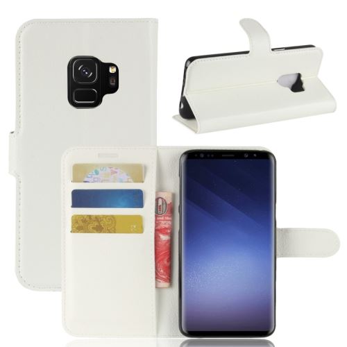 Galaxy S9 Housse Etui Cuir PU Texture Litchi Blanc ALS53021