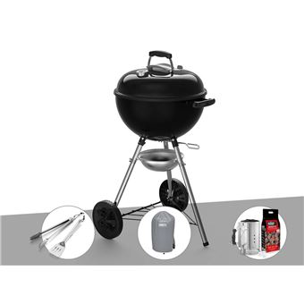 Barbecue à charbon Weber Original Kettle E 4710 47 cm + Kit Barbecue Weber Master touch Gbs 57 Cm Noir + Housse + Kit