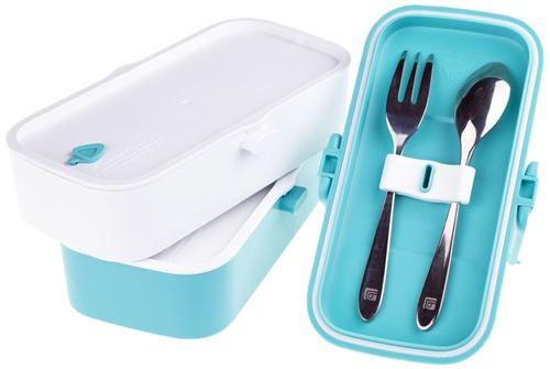Antom Lunch Box Boîte à Bento Boîte à Bento Contenants Avec Coutellerie Sans BPA Double empilable Bleu