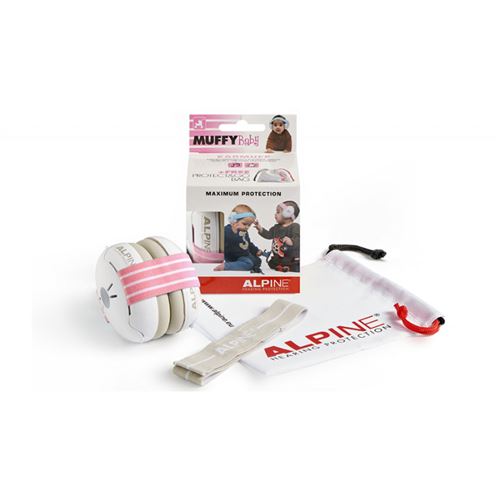 Casque Anti Bruit Pour Bébé, MUFFY, Rose et Blanc, Alpine
