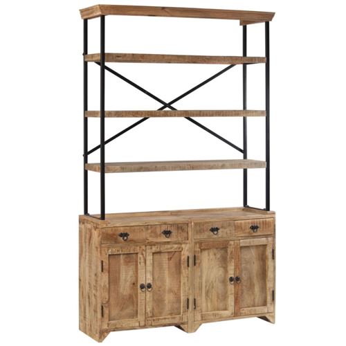 vidaXL Dressoir met schappen 120x35x200 cm massief mangohout