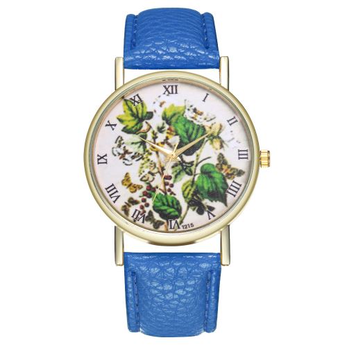 Papillon classique illustration montre femme montre tendance quartz horloge T215-ABleu foncé