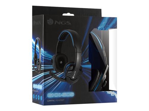 NGS GHX-505 écouteur/casque Avec fil Arceau Jouer Noir, Bleu