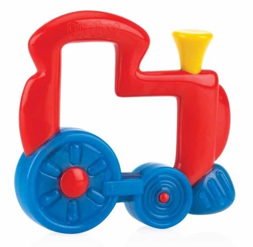 Nuby anneau de dentition train junior 12,7 x 17 cm silicone rouge/bleu/jaune