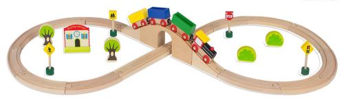 Train-circuit en bois 30 pièces