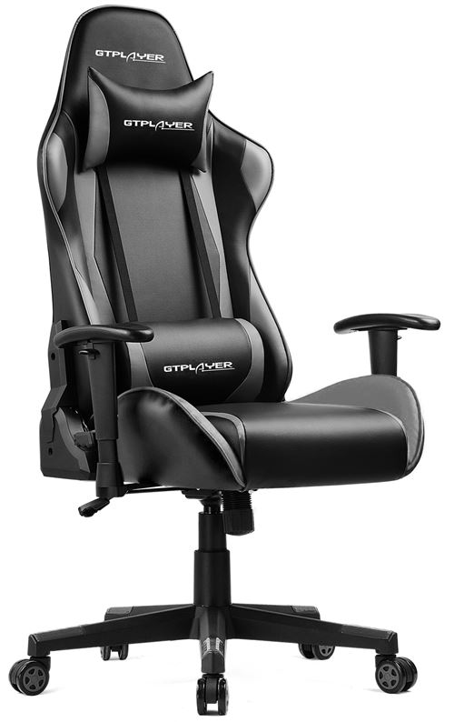 GTPLAYER Chaise Gaming de Bureau Fauteuil Gamers Siège Ergonomique Accoudoir Réglable Cadre en Acier Angle d'inclinaison Réglable