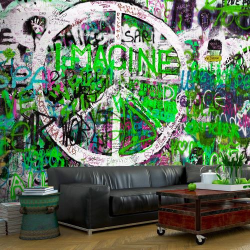100x70 Papier peint Street art Moderne Green Graffiti