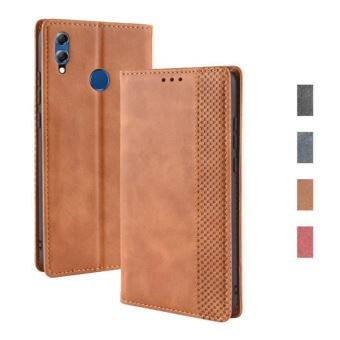 Étui Portefeuille Pour Huawei Honor 5X - Cuir Synthétique Marron, Avec Poche à Glissière