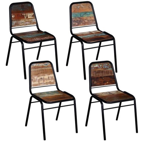vidaXL Chaises de salle à manger 4 pcs Bois de récupération solide