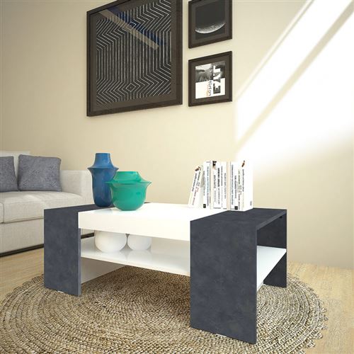 table basse cherry - 110 x 60 x 40 cm - blanc/marbre