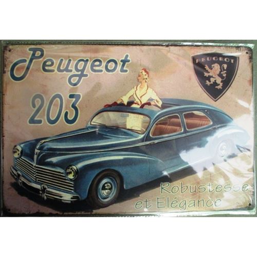 plaque peugeot 203 bleu tole deco garage pub style ancien