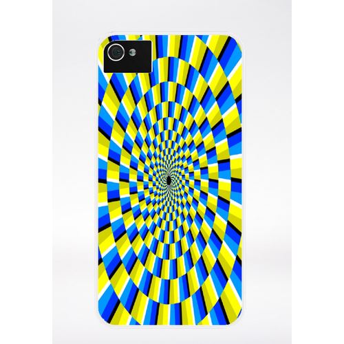Coque Effet D'optique Jaune Et Bleu Compatible Iphone 4 Transparent