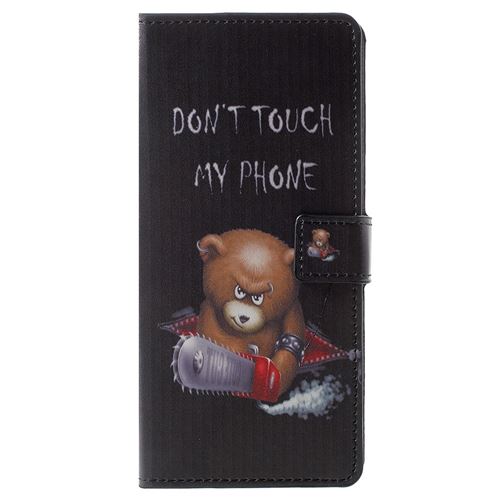 Etui en PU modèle ours et avertissement en colère pour votre Samsung Galaxy Note 9