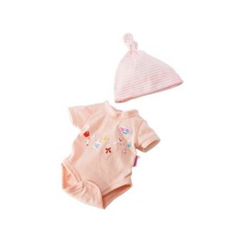 Vetements baby born 43 cm body imprime et bonnet raye pour poupon (ref.za01) - 1