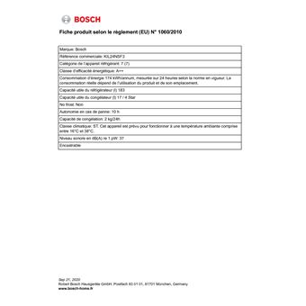 Réfrigérateurs 1 porte 200L BOSCH 54.1cm F, KIL24NSF3