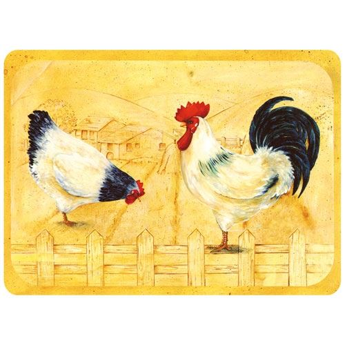 Planche decouper coq& poule 30x40 cm tuftop 3040 glo