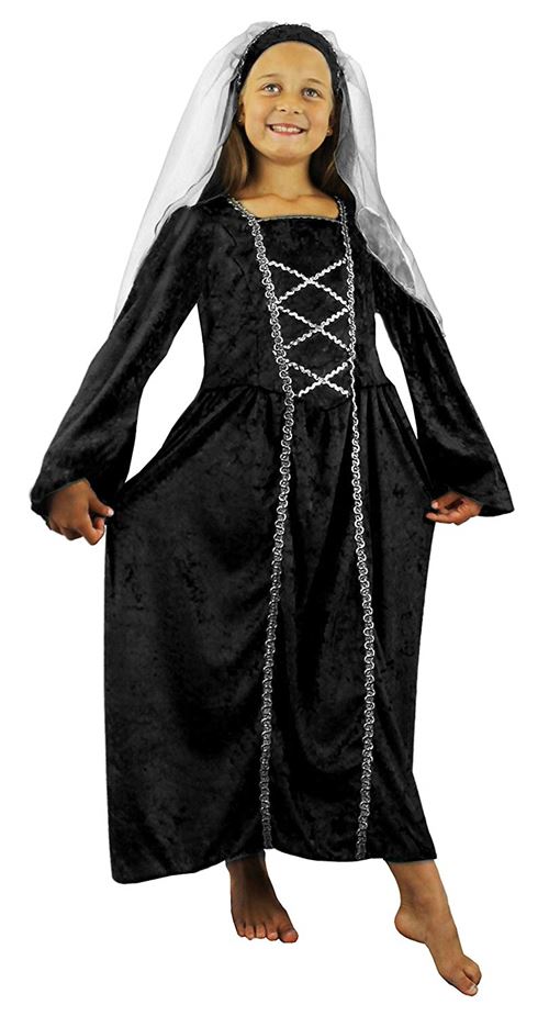 Costume de princesse médiévale ILOVEFANCYDRESS. Robe en velour + Coiffe muni d'un voile. ( 3-5 ans )