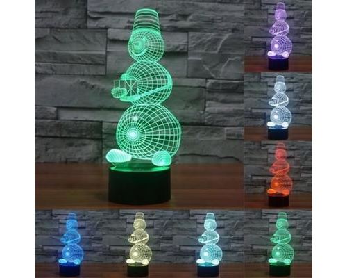 Lampe Créative 3D Bonhomme de Neige Ampoules LED 7 Couleurs Tactile USB - YONIS