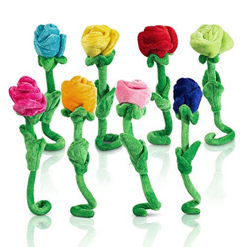 Tplay Rose En Peluche Fleur Coloré Doux Farcies De Fleurs Jouet Avec Tiges Pliables Pour Enfants Cadeau Décoration 12 Ensemble De 8