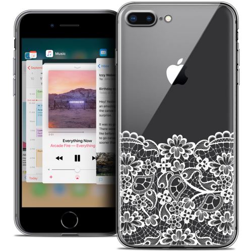 Caseink - Coque Housse Etui Apple iPhone 8 Plus (5.5 ) [Crystal Gel HD Collection Spring Design Bas dentelle - Souple - Ultra Fin - Imprimé en France]