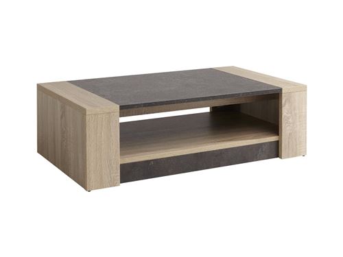 Table basse SUMAI - Double plateau - Coloris chêne & marron