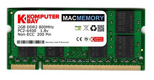GENERIQUE Komputerbay KB_MACMEMORY_2GB_1X2_800_SODIMM MémoireMAC 2 Go dApple PC2-6300 800MHz DDR2 SODIMM pour iMac et Macbook mémoire