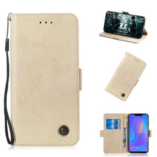Etui en PU style rétro or pour votre Huawei P Smart Plus/Nova 3i