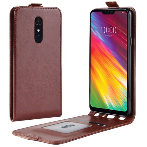 Etui en PU retournement vertical marron pour votre LG G7 Fit