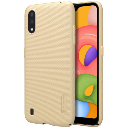 Coque en TPU bouclier givré mat rigide or pour votre Samsung Galaxy A01