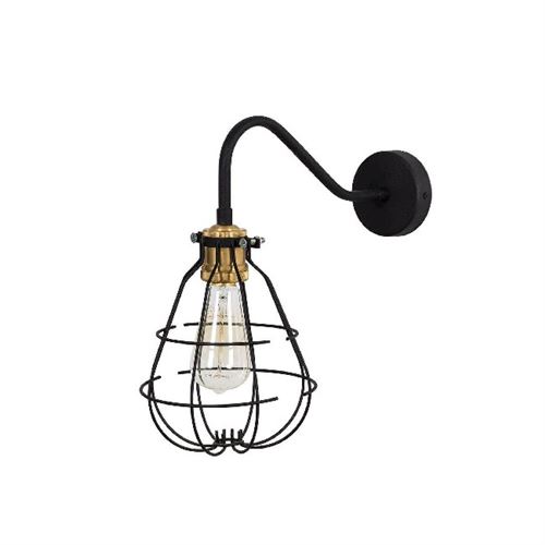 HOMEMANIA Lampe Murale Modern Wall - Applique - pour Séjour, Chambre - Noir, Vintage en Métal, 42 x 18 x 36 cm, 1 x E27 max 100 W