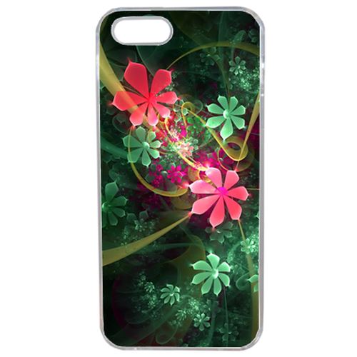 Coque Abstrait Fleur Verte Compatible Iphone 5s Transparent