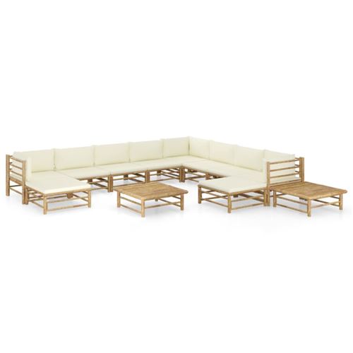 Non Communiqué Blanc Salon De Jardin Modulable Vidaxl Bambou 10 Personnes 12 Pieces