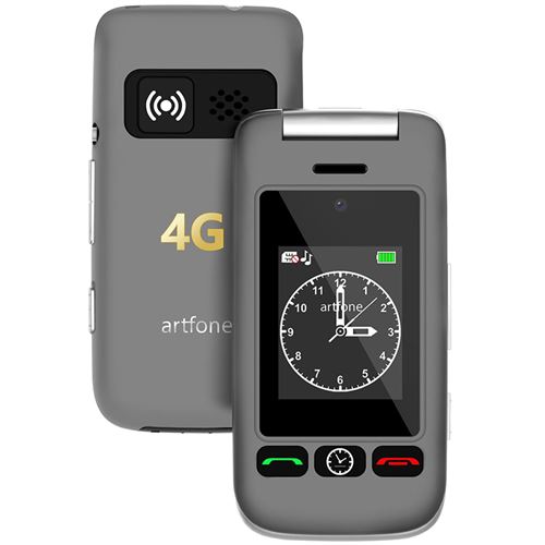 ARTFONE  G6 T&eacute;l&eacute;phone Portable &agrave; Clapet 4G pour Personnes &Acirc;g&eacute;es,Grandes touches,Bouton SOS,1300mAh,Double &Eacute;cran avec Base de Charge 