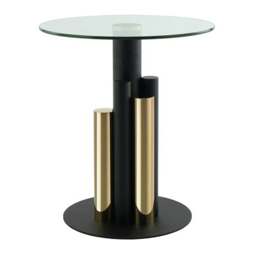Kayoom Beistelltisch "Ontario 225, Runde Glasplatte aus Sicherheitsglas, 100% Edelstahl" 1 Stk. tlg. Modernes Design, zweifarbiges Säulengestell, Eyecatcher Element