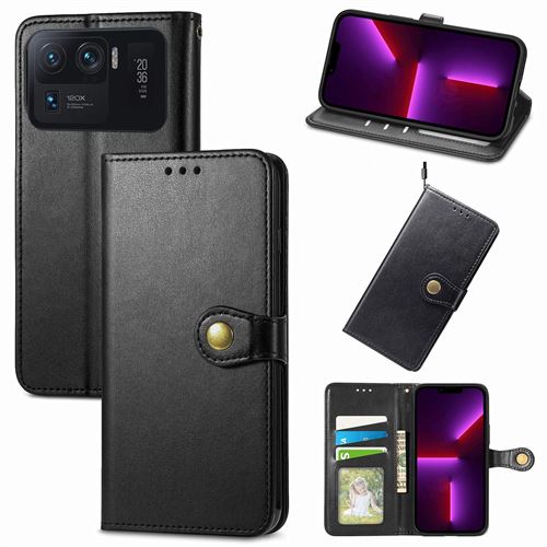 MPFRANCE Housse pour Xiaomi Mi 11 Ultra Noir [Porte Carte, etui portefeuille, boucle]