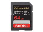 SanDisk Extreme Pro - Carte mémoire flash - 64 Go - Video Class V60 / UHS-II U3 / Class10 - microSDXC UHS-II