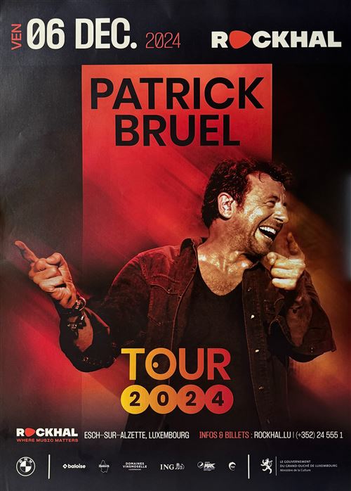 Affiche - Patrick Bruel - Concert Luxembourg 2024 - 60x86cm