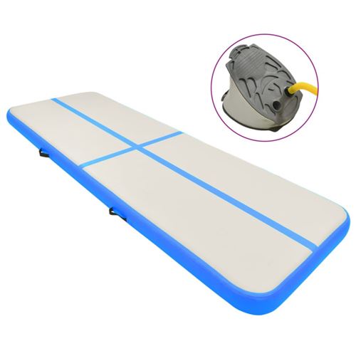 Vidaxl tapis gonflable de gymnastique avec pompe 500x100x15cm pvc bleu 92665