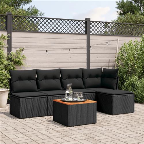 Non Communiqué Noir Vidaxl 6-Delige Loungeset Met Kussens Poly Rattan Zwart3255929