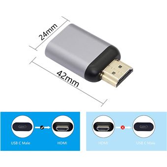 CABLING® Adaptateur USB C vers HDMI, 4 K à 60 Hz, convertisseur USB de type  C femelle vers HDMI mâle (compatible Thunderbolt 3), pour la maison et le