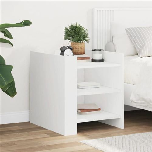 Vidaxl Blanc Table De Chevet 45X50x50 Cm Bois D'ingénierie, Meuble De Chevet, Table D'appoint, Armoire De Lit, Armoire De 848290 - Image 2