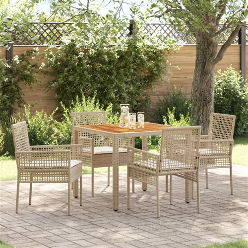 VIDAXL - Ensemble de salle à manger de jardin - 5 pièces - Beige - Image 3