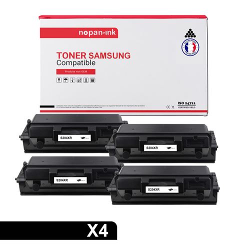 TONER MLT D204L MLT D204L Noir x 4 Compatible pour SAMSUNG-NOPAN-INK Samsung ProXpress M 3325 ND Samsung ProXpress M 3325 ND Premium Line Samsung ProXpress M 3375 FD Samsung ProXpress M 3375 FD Premium Line Samsung ProXpress M 3825 D Samsung ProXpre