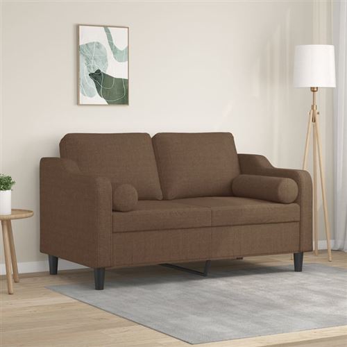 Non Communiqué Marron Canapé 2 Places Avec Oreillers Décoratifs 120 Cm Tissu