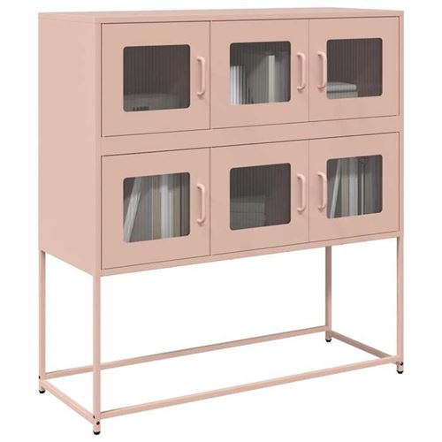 vidaXL - Buffet - Acier - Rose - 100,5 x 39 x 107 cm - Image 3