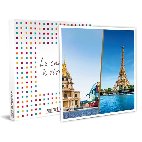 SMARTBOX - Coffret Cadeau Séjour en hôtel 3* ou 4* à Paris avec croisière sur la Seine et billet de bus Hop On, Hop Off-Multi-thèmes