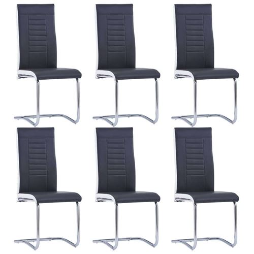 vidaXL Chaises de salle à manger cantilever 6 pcs Noir Similicuir