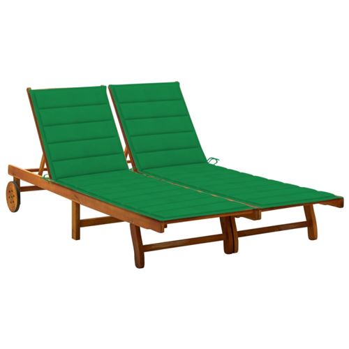 Non Communiqué Chaise Longue De Jardin 2 Places Avec Coussins Acacia Solide