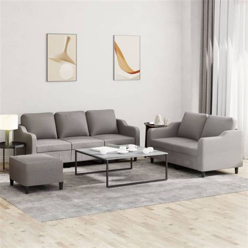 VIDAXL - Canapé droit - Ensemble 3 pièces - Taupe - Image 2